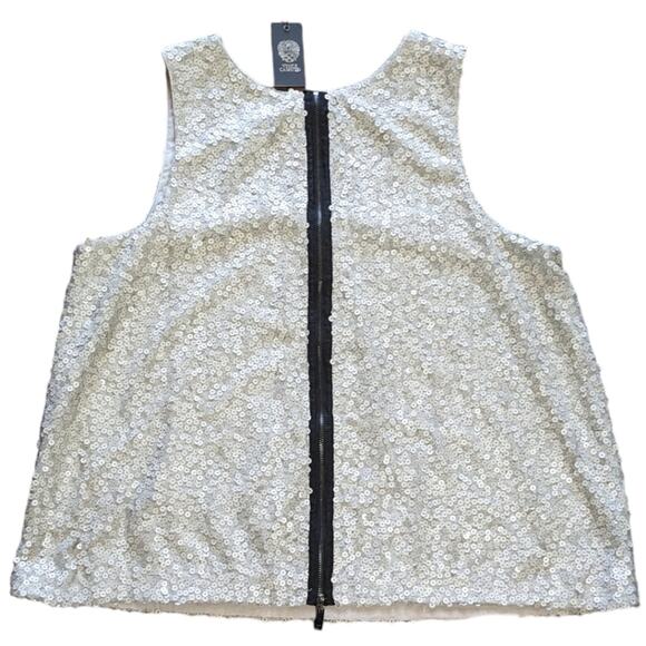 Vince Camuto Polished Rocker sequin tank cream size L NWT - Picture 4 of 9